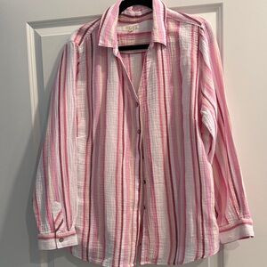 Escape by Habitat Clothed Pink Striped cotton gauze Shirt s. Xl